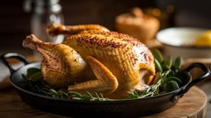 Combien de minutes pour que le poulet soit bien doré au four ?
