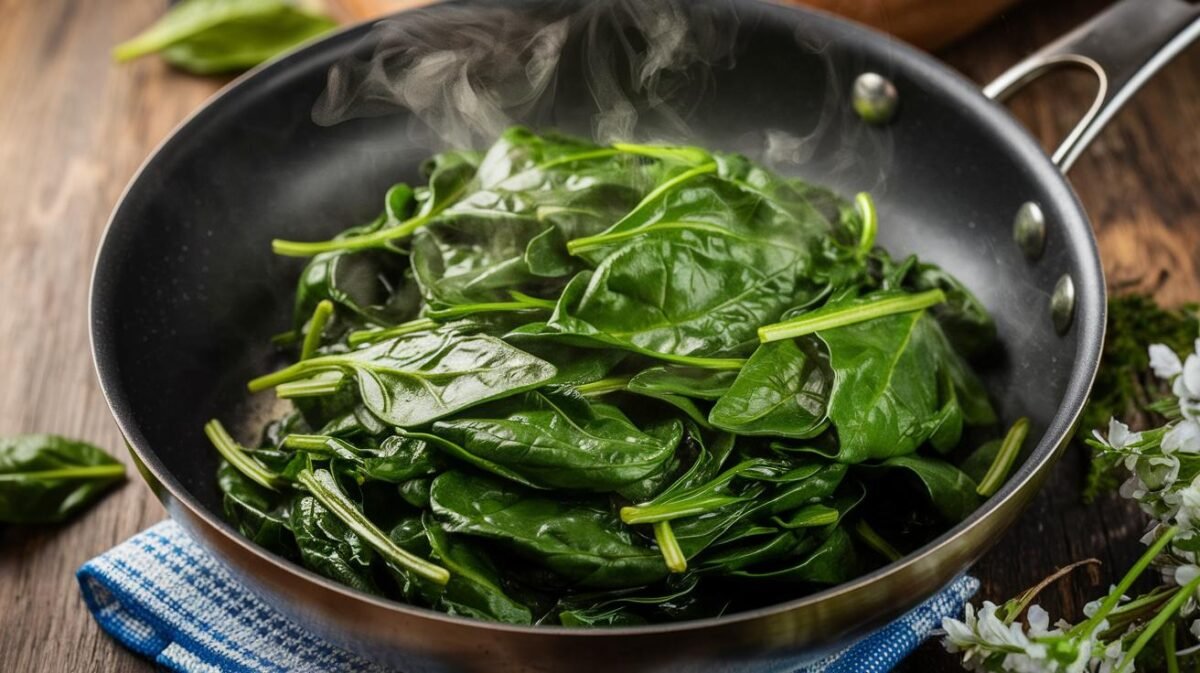 Combien de minutes pour que les épinards tombent à la poêle ?