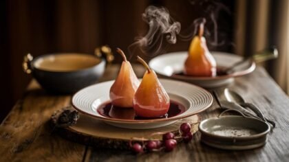 Combien de minutes pour que les poires soient cuites au vin ?